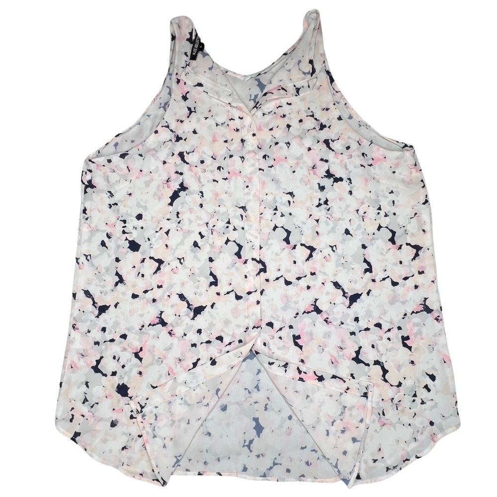 Alice Collection Floral Watercolor Chiffon Sleeveless Blouse White Pink Small S - Picture 11 of 13